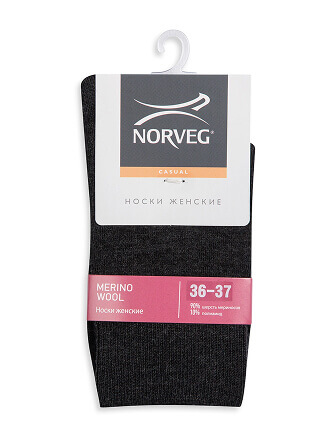 Носки женские из шерсти мериноса серии MERINO WOOL, цвет темно-серый меланж, фото 3