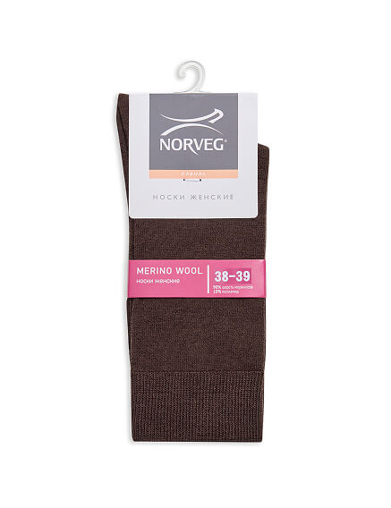Носки женские из шерсти мериноса серии MERINO WOOL, цвет коричневый, фото 3