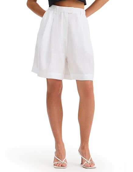 LINEN Шорты женские удлиненные, цвет белый, фото 1