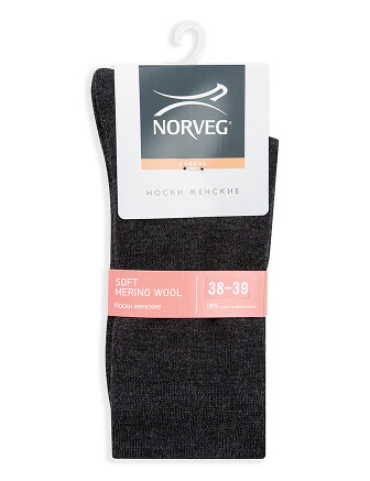 Термоноски женские серии SOFT MERINO WOOL, цвет темно-серый меланж, фото 3