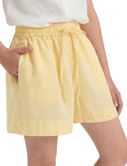 Шорты для девочки короткие LINEN, цвет бледно-желтый, фото 2