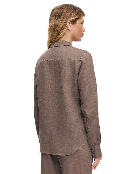 LINEN Рубашка женская slim, цвет коричневый, фото 2