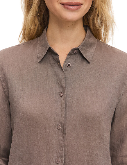 LINEN Рубашка женская slim, цвет коричневый, фото 3
