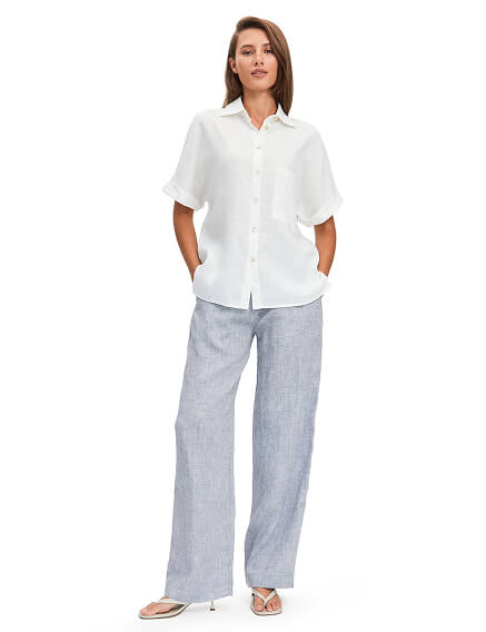 LINEN Брюки женские прямые, цвет серый меланж, фото 1