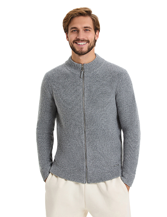Кардиган мужской на молнии Merino Knitted, цвет пепельный меланж, фото 1