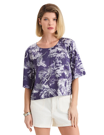 Топ женский серии SILK, цвет принт темный toile de jouy, фото 1