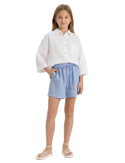 Шорты для девочки короткие LINEN, цвет голубой пепельный, фото 1