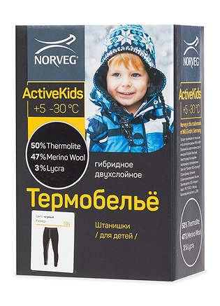 Термолеггинсы детские для девочек серии ACTIVE KIDS, двухслойное термобелье, цвет черный, фото 3