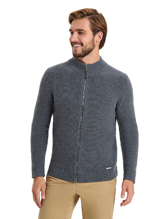 Кардиган мужской на молнии Merino Knitted, цвет графитовый, фото 1