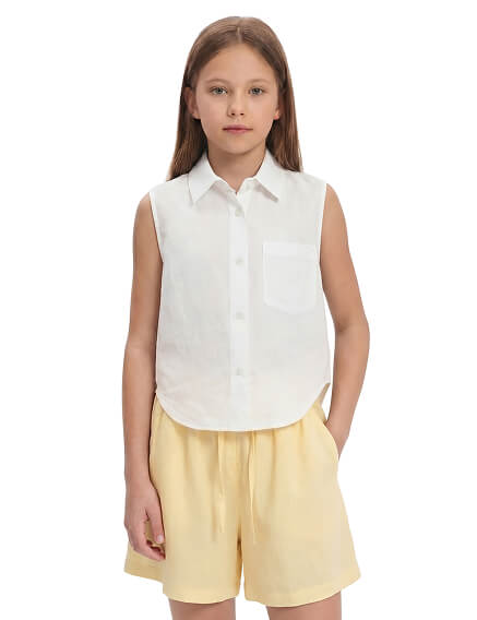 Шорты для девочки короткие LINEN, цвет бледно-желтый, фото 3