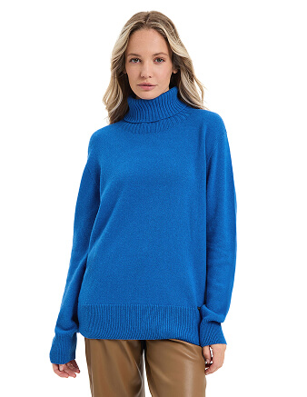 Свитер женский Cashmere&Merino blend oversize, цвет синий ультрамарин, фото 1