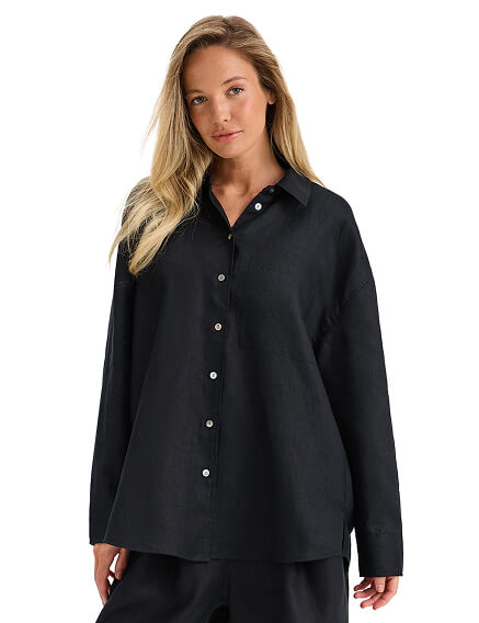LINEN Рубашка женская oversize, цвет черный, фото 1
