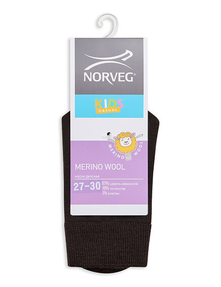 Термоноски детские шерстяные серии MERINO WOOL, цвет коричневый, фото 3