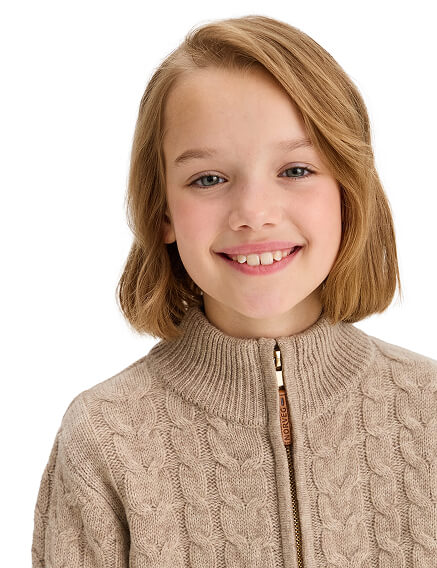 Кофта на молнии Super Fine Merino Wool для девочек, фото 2
