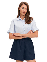 LINEN Шорты женские короткие Темно-синий