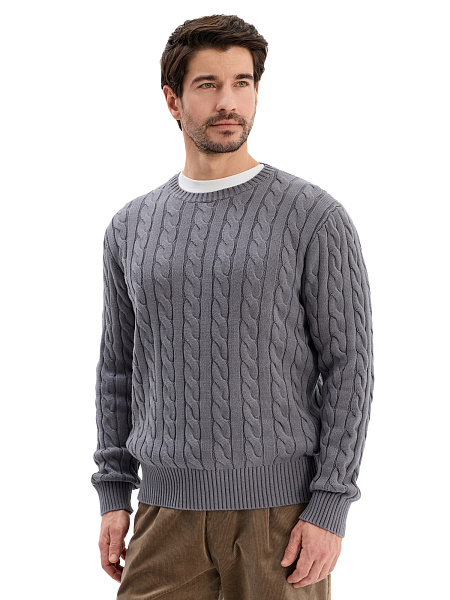 Джемпер Cotton мужской "косы", цвет графитовый, фото 1