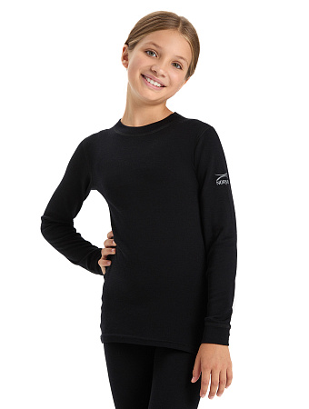 Термофутболка для девочек-подростков серии SOFT. Знак Woolmark, цвет черный, фото 1