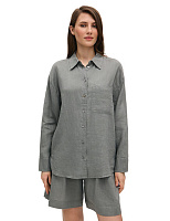 LINEN Рубашка женская oversize Пыльно серо-зеленый