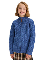 Кардиган на молнии Super Fine Merino Wool подростковый для девочек Джинс меланж