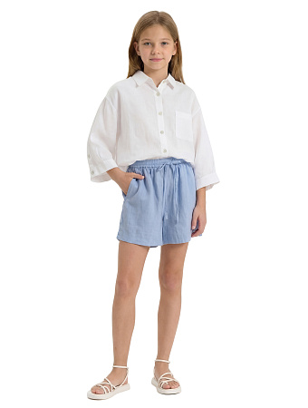 Шорты для девочки короткие LINEN, цвет голубой пепельный, фото 1