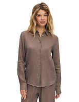 LINEN Рубашка женская slim Коричневый