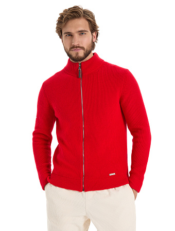 Кардиган мужской на молнии Merino Knitted, цвет красный, фото 1