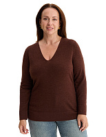 Merino Base Джемпер женский V-вырез plus size Шоколад