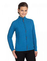 Кардиган на молнии Super Fine Merino Wool подростковый для девочек Бирюзово-синий