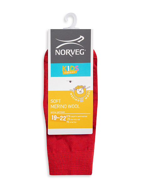 Термоноски детские шерстяные серии SOFT MERINO WOOL, цвет красный, фото 4